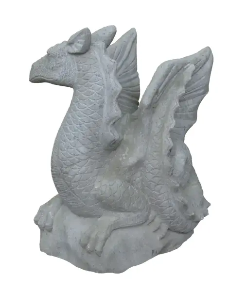 Product image 4 of the product “Sitting dragon on stone, looking to the right. The height is about 65 cm. Riverstone, natural stone. ”